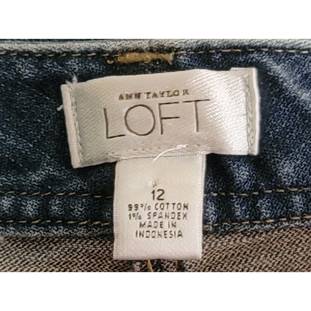 Ann Taylor LOFT Womens Size 12 Cargo Crop Jeans Cropped Denim Y2K Utility Autumn - Picture 3 of 16
